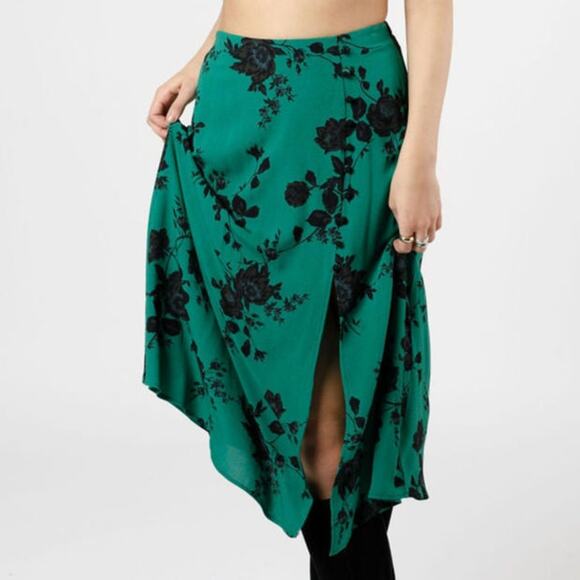 NWT Band of the Free Etta Floral Midi Skirt XS 2 Emerald Green Boho Romantic - Picture 3 of 10